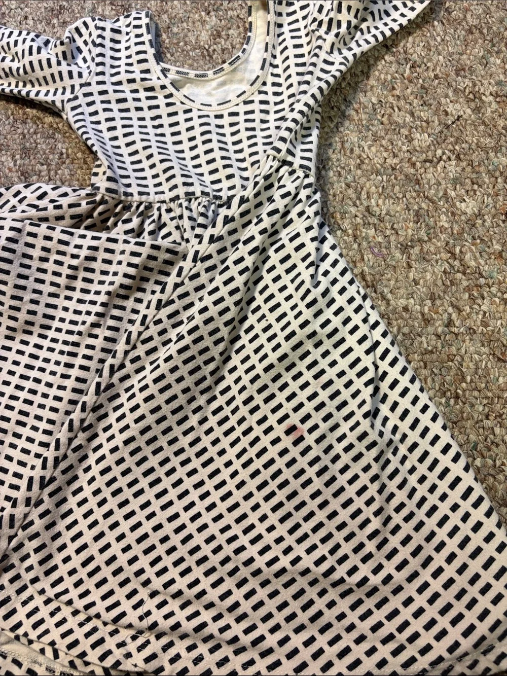 Girls Black and White Grid Long-Sleeve Twirl Dress Alice and ames